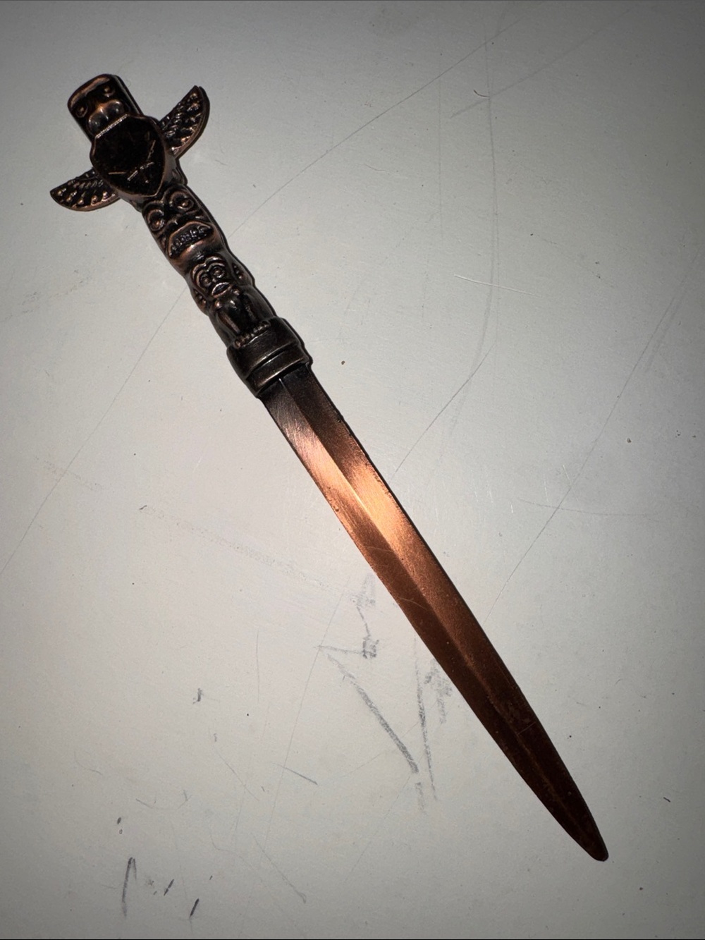 Vintage Metal Canadian Totem Pole Letter Opener for Office Desk